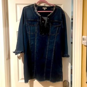Jean mini dress. Super cute